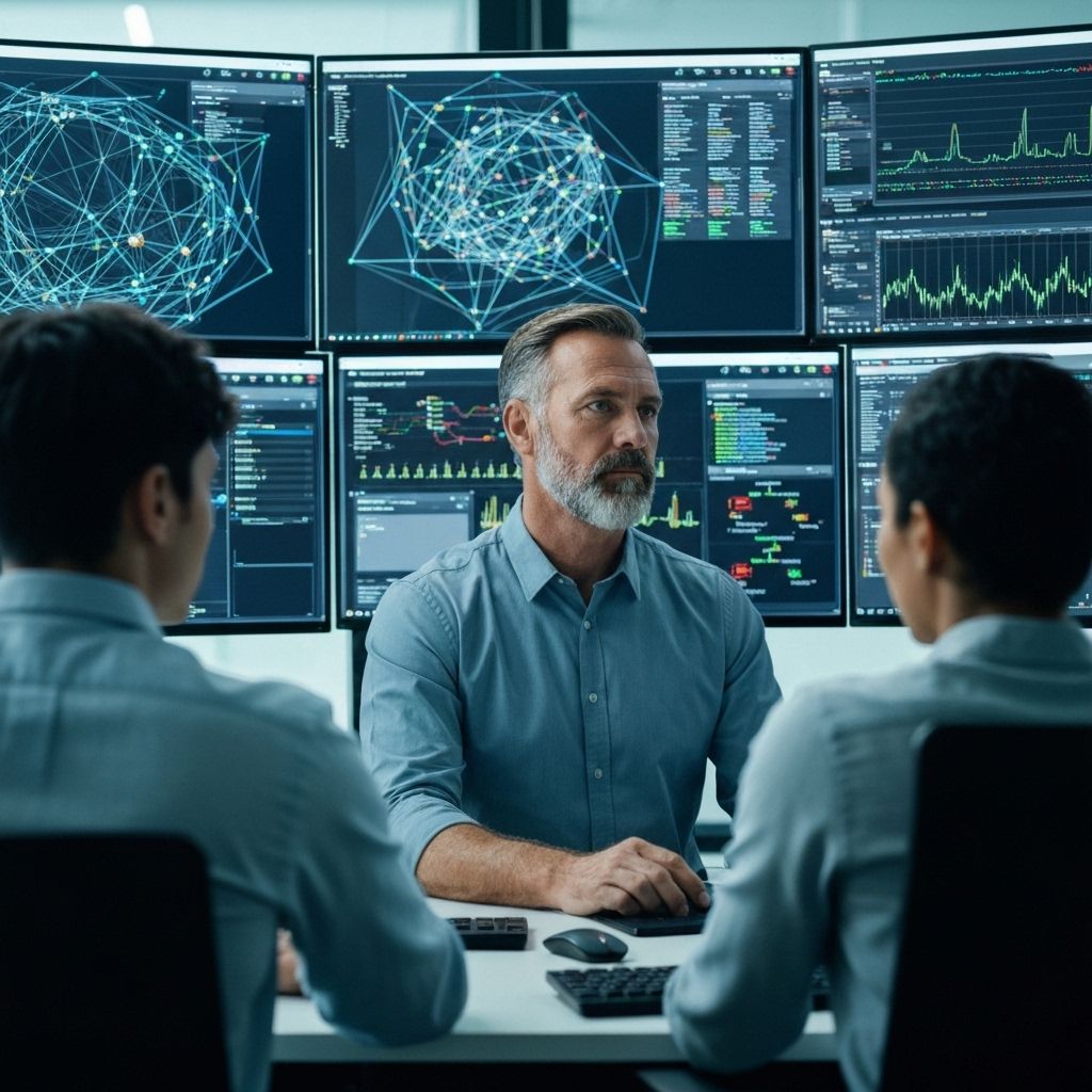 Security operations team monitoring systems